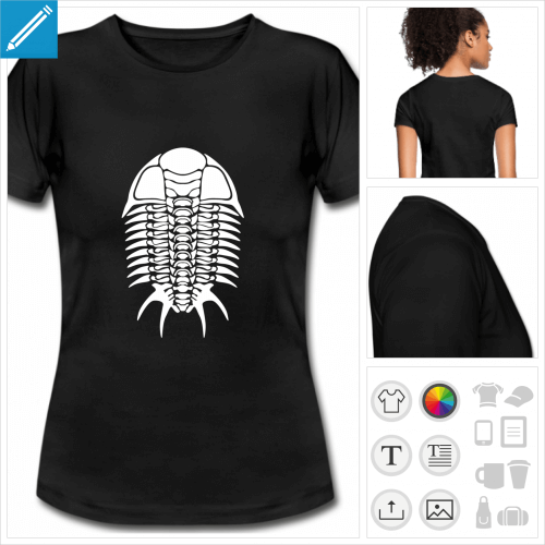 t-shirt manches courtes trilobite  personnaliser, impression unique