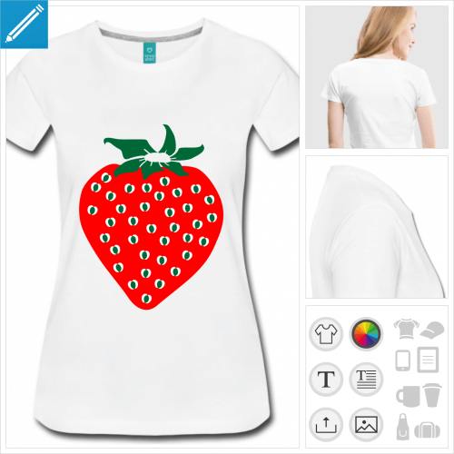 T-shirt fraise stylise 3 couleurs  personnaliser et imprimer soi-mme.