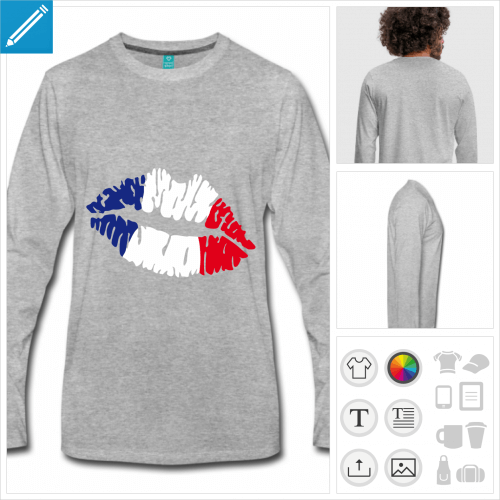 t-shirt noir bleu blanc rouge  personnaliser en ligne