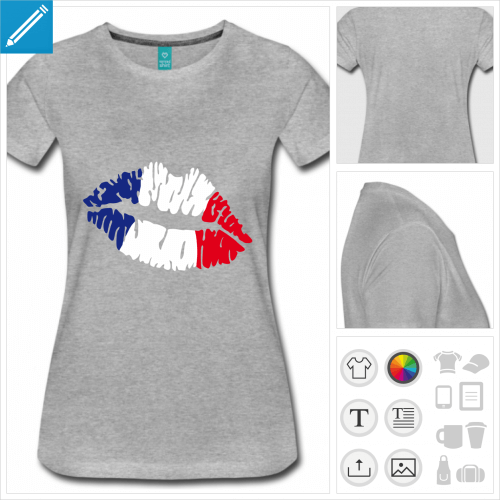 T-shirt France, créez votre t-shirt de supporter avec ce drapeau français en forme de bouche.