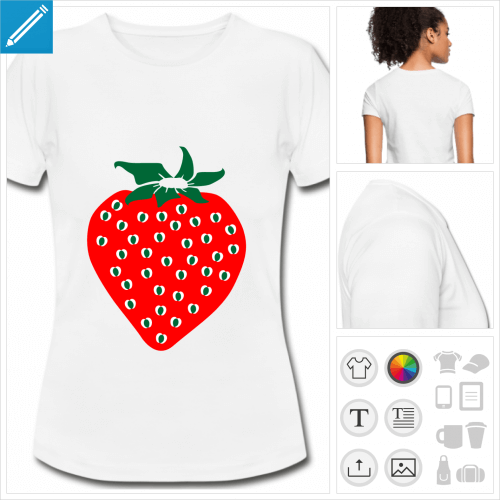 t-shirt noir basique fruit personnalisable, impression  l'unit