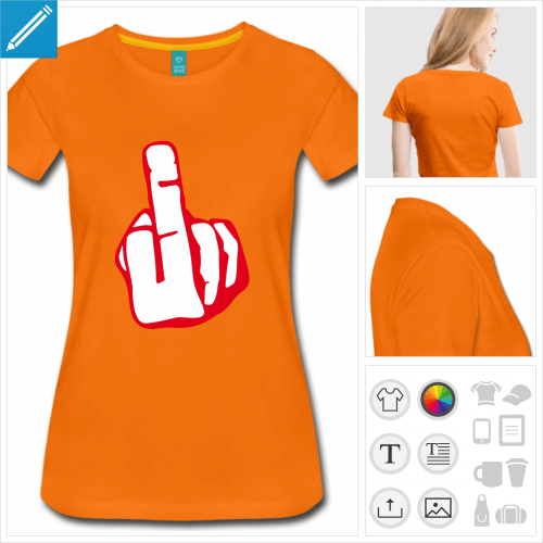 t-shirt orange doigt  crer soi-mme