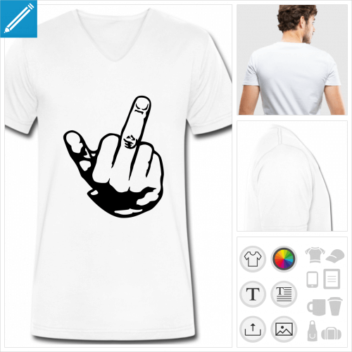 T-shirt fuck, doigt d'homme stylis  imprimer en ligne.