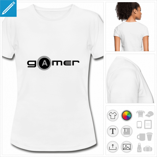 t-shirt blanc gamer personnalisable