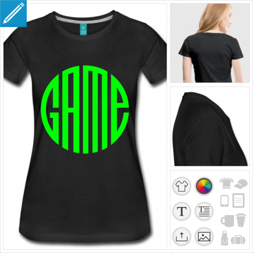 t-shirt noir gamer personnalisable