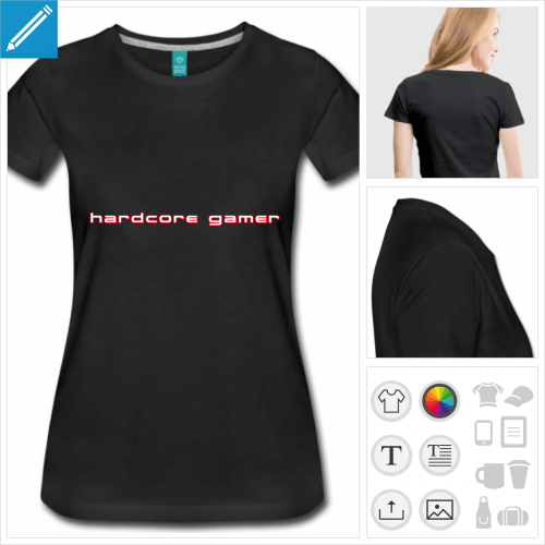 t-shirt noir gamer  personnaliser et imprimer en ligne