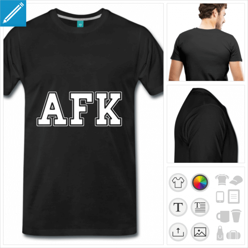 T-shirt gaming, t-shirt afk crit en grandes lettres personnalisables, away from keyboard.