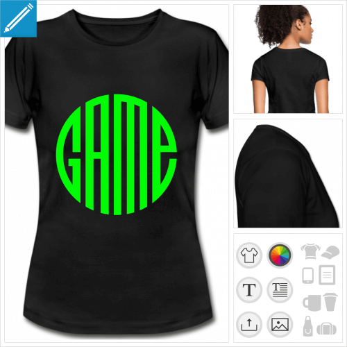 t-shirt noir basique game personnalisable