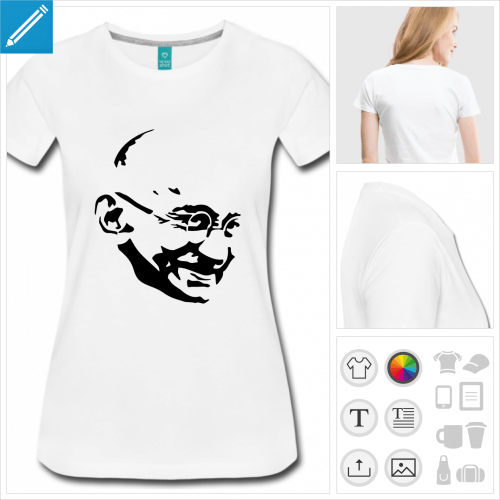 t-shirt Gandhi personnalisable, impression  l'unit