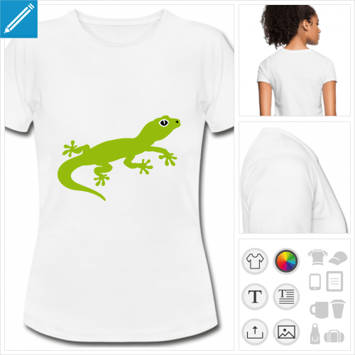 t-shirt blanc simple geckos  personnaliser et imprimer en ligne