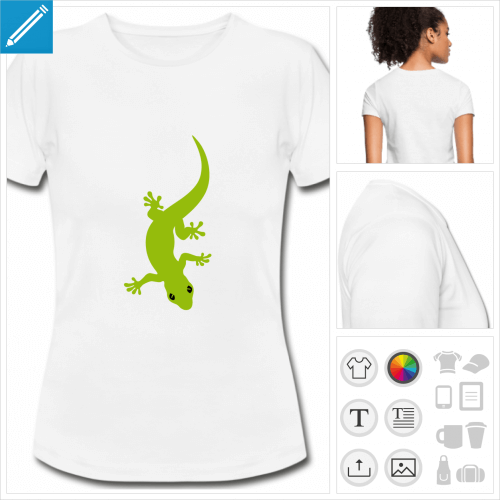 t-shirt blanc simple gecko stylis  imprimer en ligne