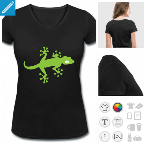 t-shirt petit gecko personnalisable, impression  l'unit