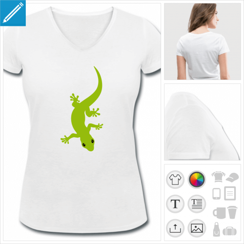t-shirt femme basique gecko stylis  crer soi-mme