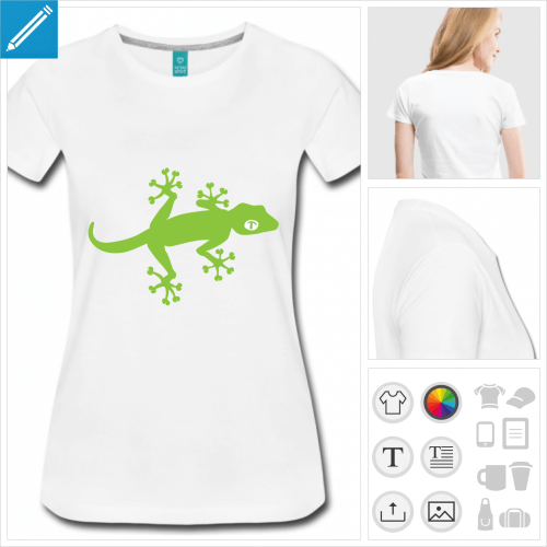 t-shirt gecko de profil  personnaliser, impression unique