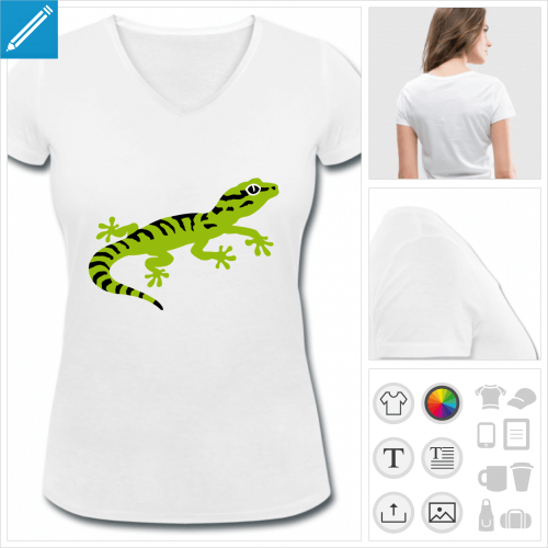 t-shirt col v gecko  crer soi-mme