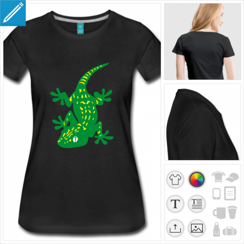 t-shirt femme gecko  personnaliser, impression unique