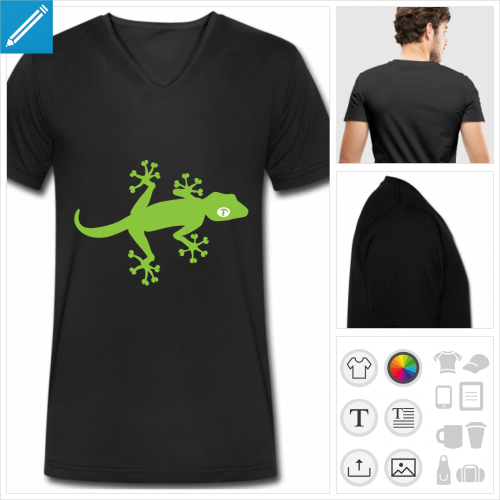 T-shirt gecko simple deux couleurs  personnaliser.