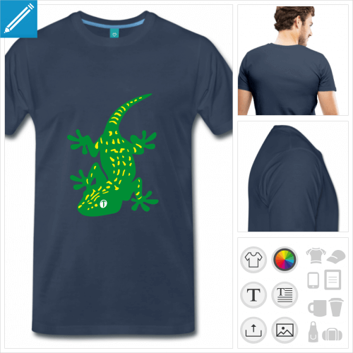T-shirt gecko tachet  imprimer en ligne. Couleurs personnalisables.
