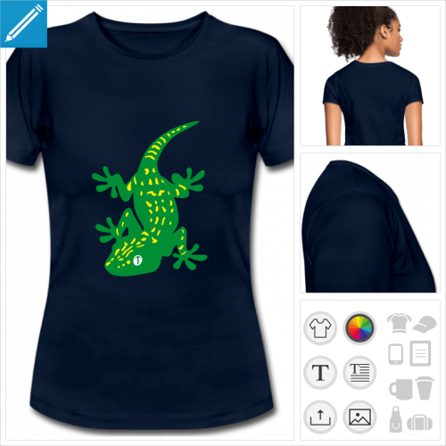 tee-shirt simple gecko tachet  personnaliser, impression unique