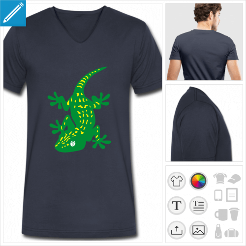 t-shirt manches courtes gecko  imprimer en ligne