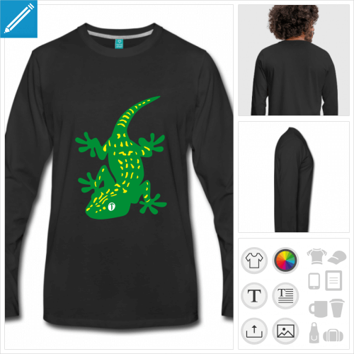 t-shirt noir gecko  crer soi-mme