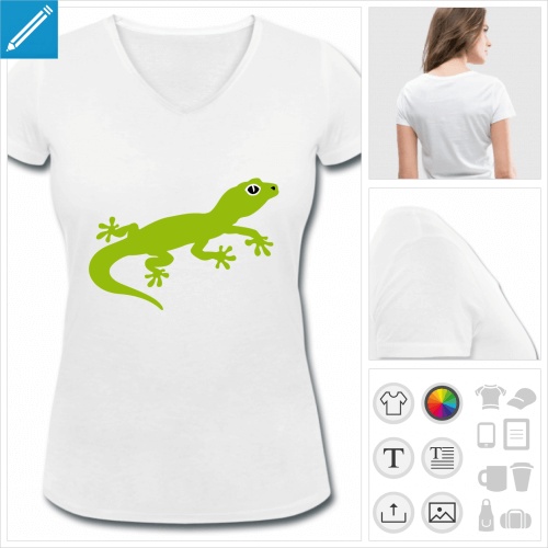 t-shirt gecko personnalisable, impression  l'unit