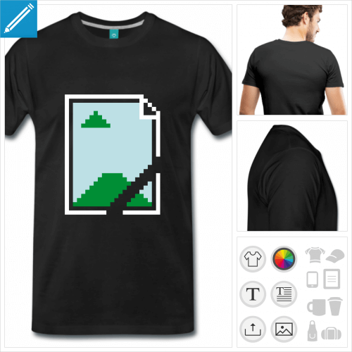 T-shirt geek, image not found, motif image manquante en pixels  imprimer en ligne.