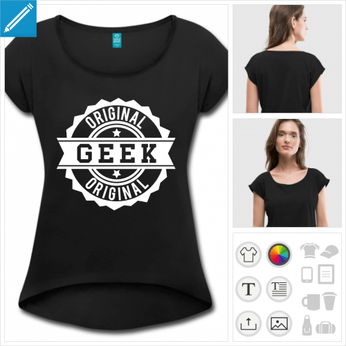 t-shirt pour femme tampon geek à personnaliser