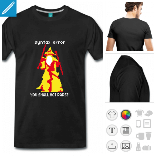 T-shirt geek Gandalf you shall not parse,  imprimer en ligne.