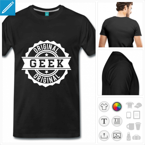 T-shirt geek retro, tampon geek original  imprimer sur t-shirt.