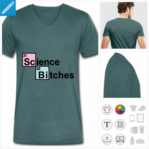 t-shirt col v science bitches  crer soi-mme