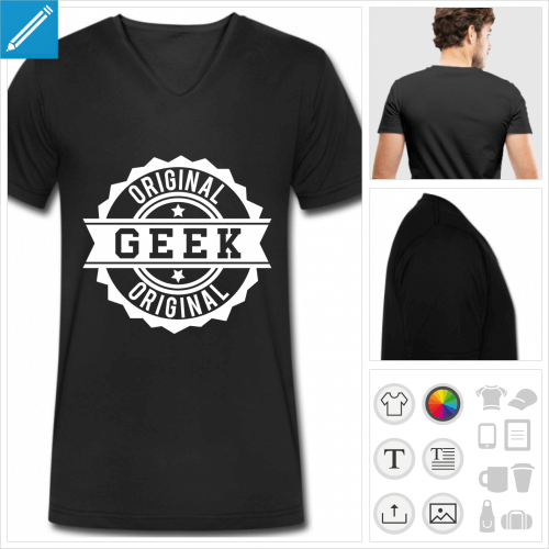 t-shirt manches courtes geek vintage  personnaliser en ligne