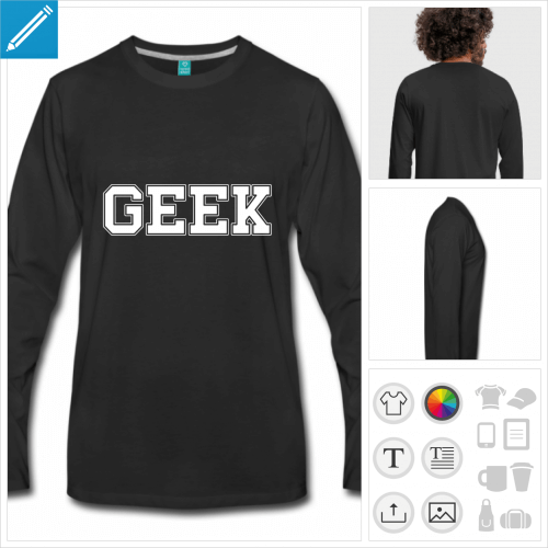 t-shirt noir geek  crer en ligne