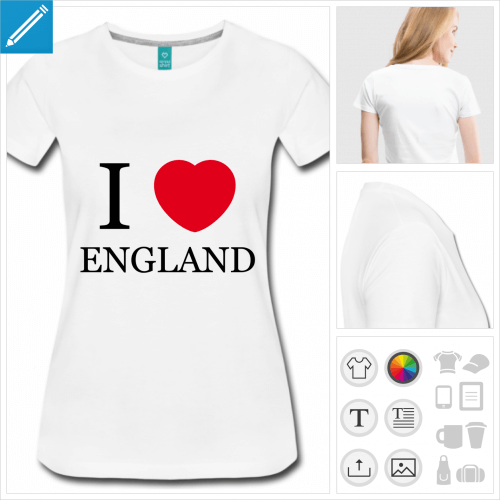 t-shirt femme I love England  crer en ligne