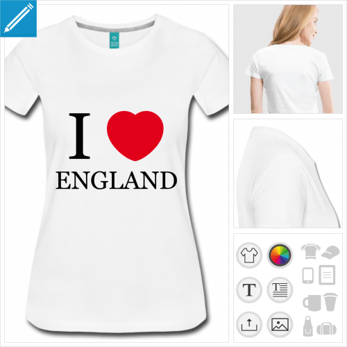 t-shirt femme I love England à créer en ligne