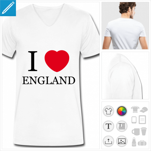 t-shirt I love England à créer soi-même
