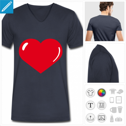 t-shirt homme gros coeur personnalisable