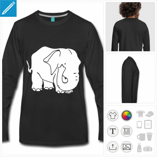 t-shirt manches longues gros lphant  imprimer en ligne