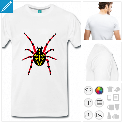 T-shirt grosse araigne tachete de couleurs,  personnaliser en ligne.