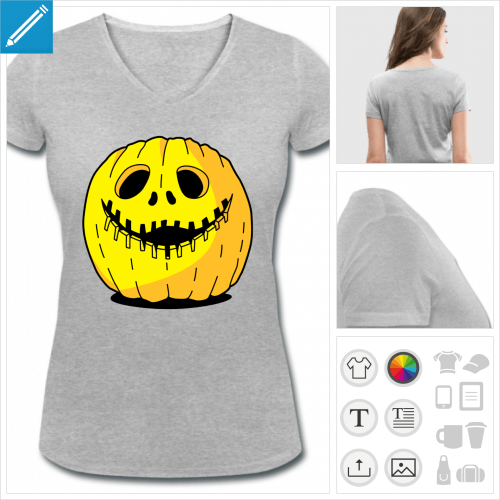 t-shirt femme Halloween citrouille  crer soi-mme