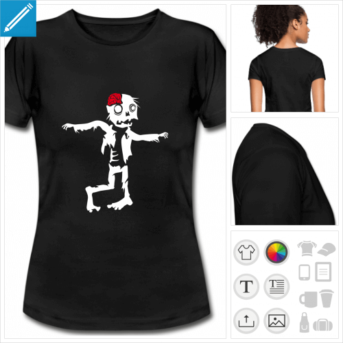 t-shirt manches courtes zombies personnalisable