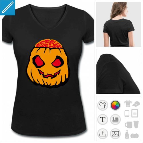 t-shirt femme citrouille zombie  crer en ligne