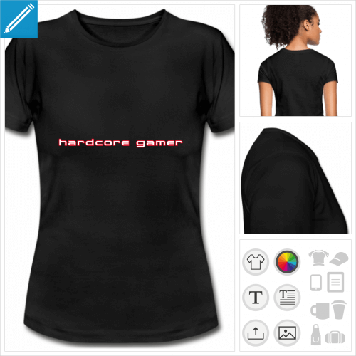 t-shirt noir basique gamer  personnaliser et imprimer en ligne