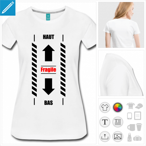 t-shirt simple haut bas fragile  personnaliser et imprimer en ligne