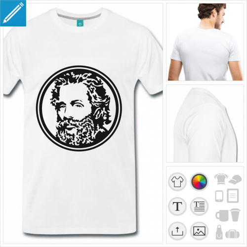 T-shirt Herman Melville, auteur de Moby Dick,  imprimer en ligne.