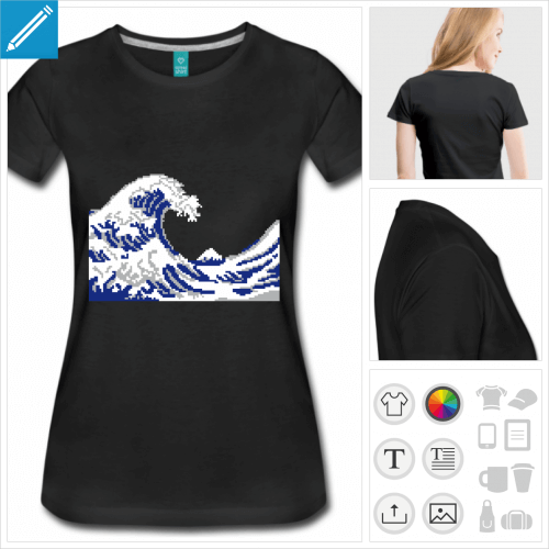 t-shirt bleu marine pixel art  personnaliser et imprimer en ligne