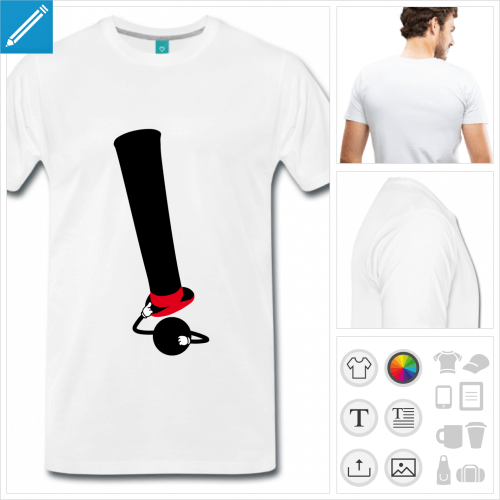 T-shirt humour, blague point d'exclamation avec un chapeau haut de forme,  imprimer en ligne.