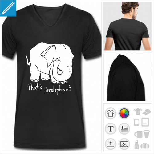 t-shirt noir blague irrelephant personnalisable