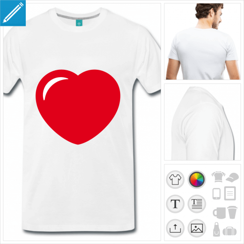 T-shirt I love  personnaliser, ajoutez votre texte pour accompagner le cur.