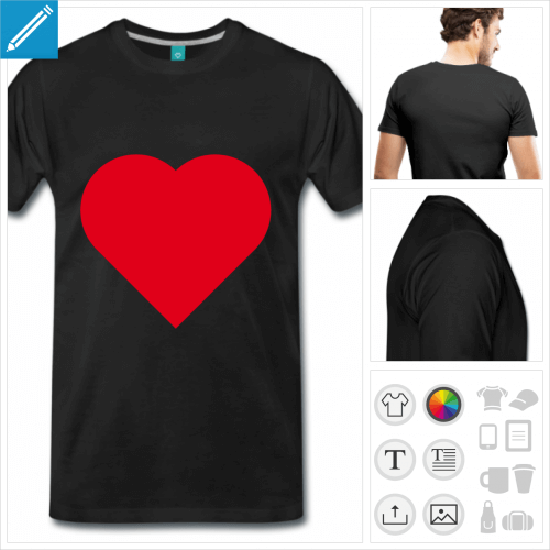 T-shirt I love, crez votre t-shirt I love personnalis avec ce cur simple pointu.